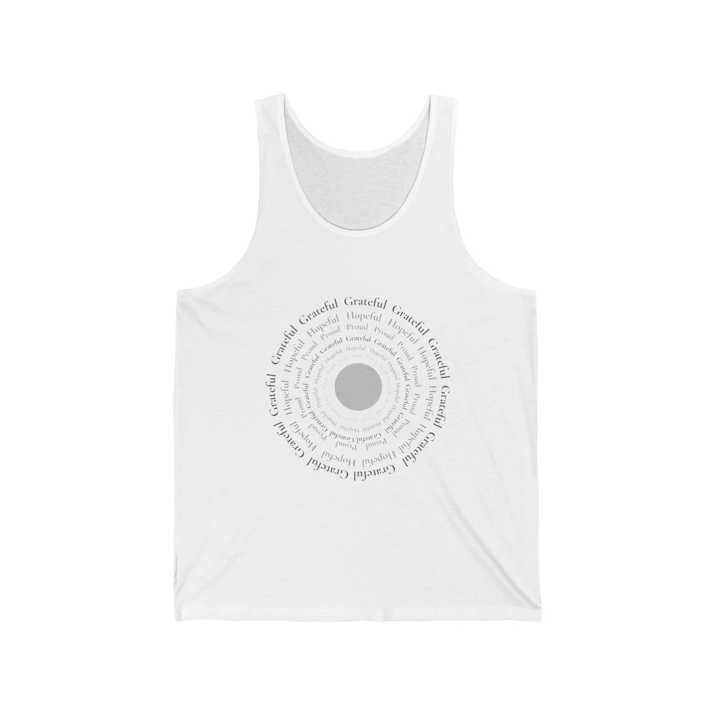 Grateful. Hopeful. Proud. Tank. White/Grey