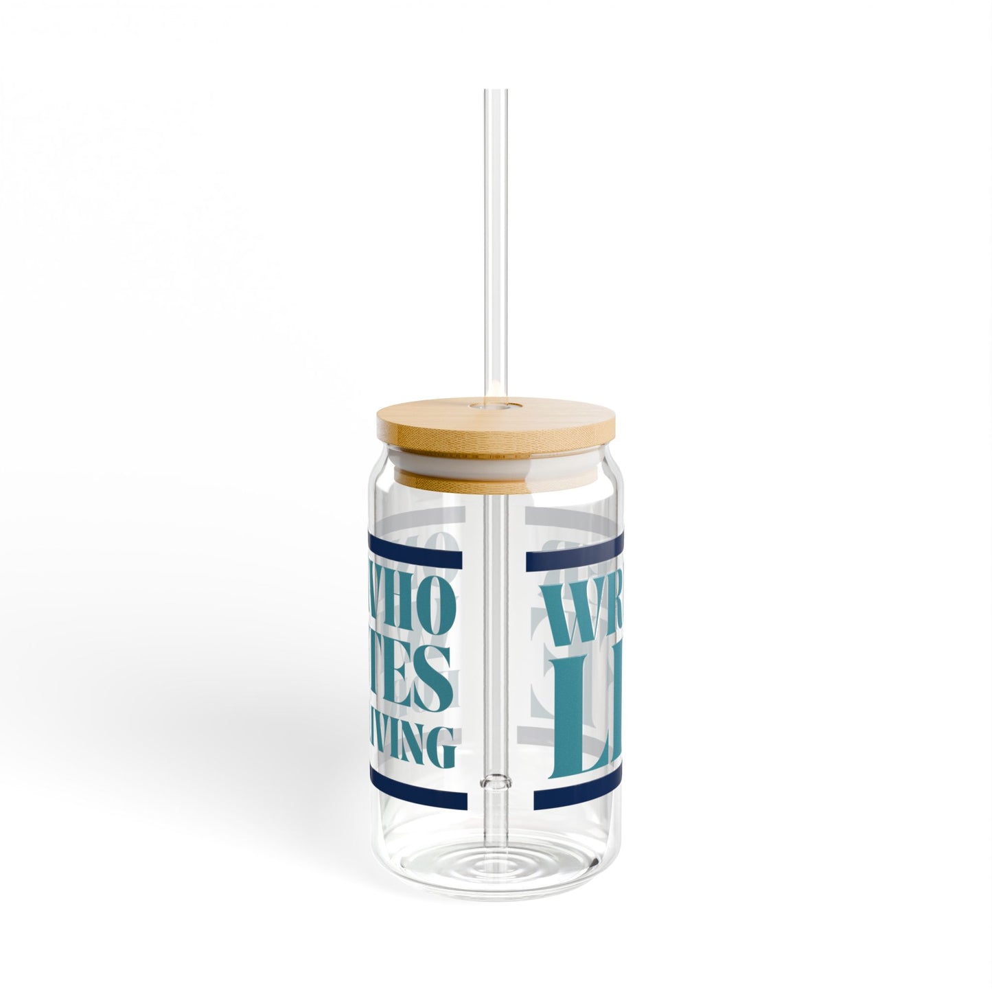 Writer Life Series. Sipper Glass. Light Blue/Navy Blue.