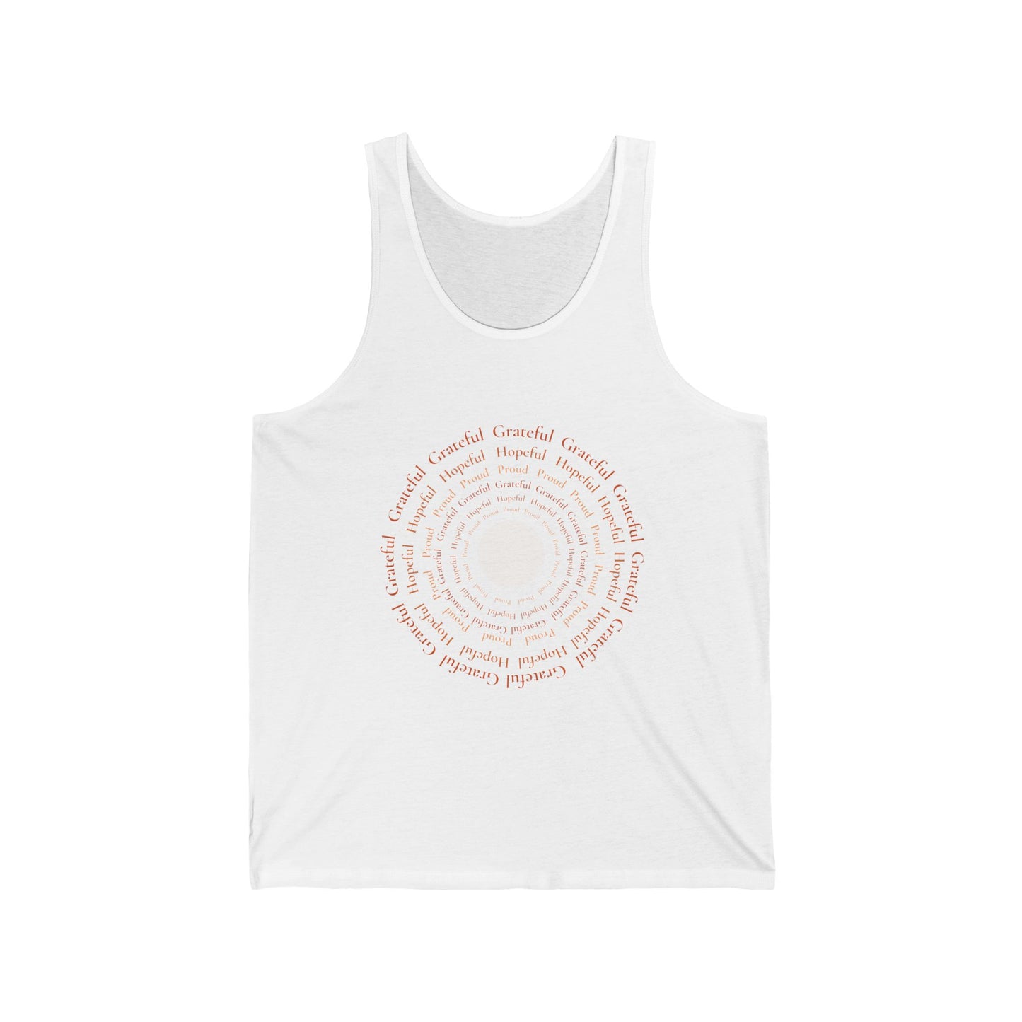 Grateful. Hopeful. Proud. Tank. White/Orange