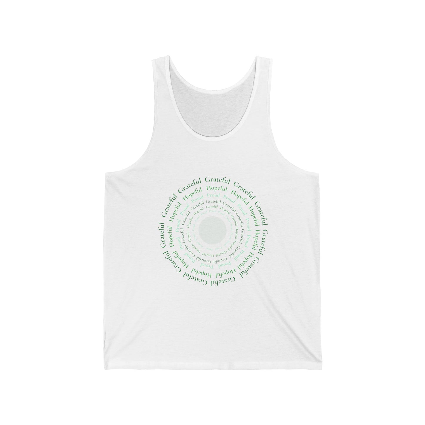 Grateful. Hopeful. Proud. Tank. White/Green