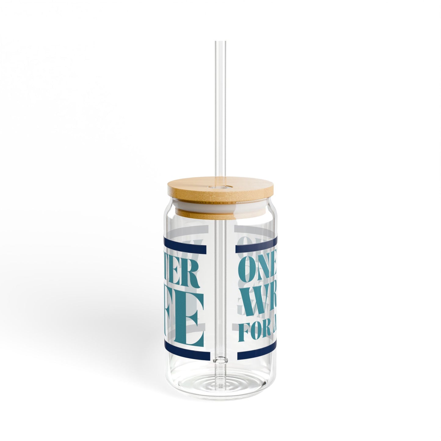 Writer Life Series. Sipper Glass. Light Blue/Navy Blue.