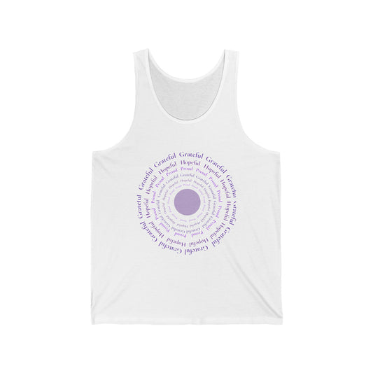 Grateful. Hopeful. Proud. Tank. White/Purple