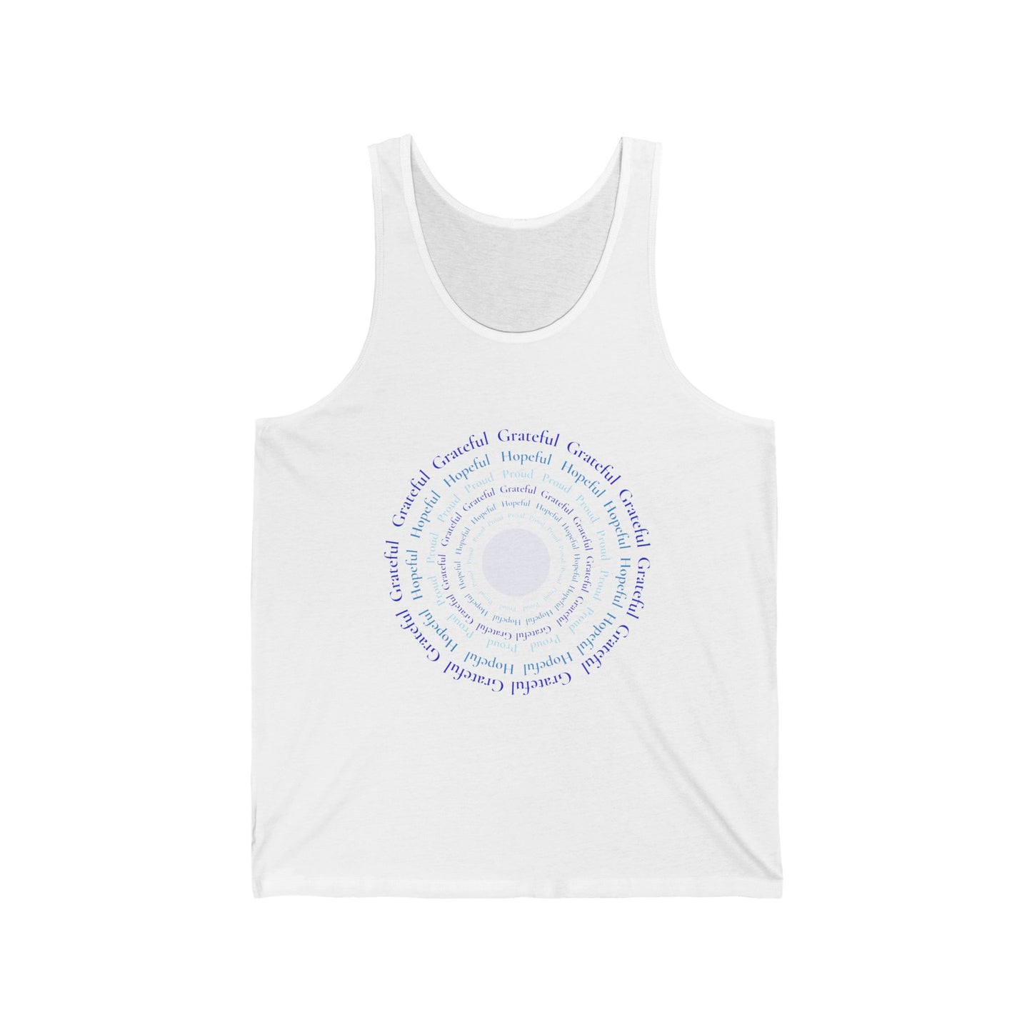 Grateful. Hopeful. Proud. Tank. White/Blue