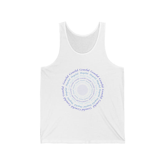 Grateful. Hopeful. Proud. Tank. White/Blue