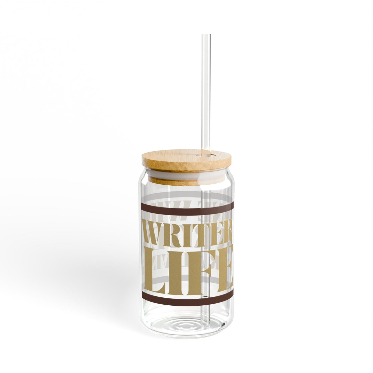 Writer Life Series. Sipper Glass. Brown/Tan.