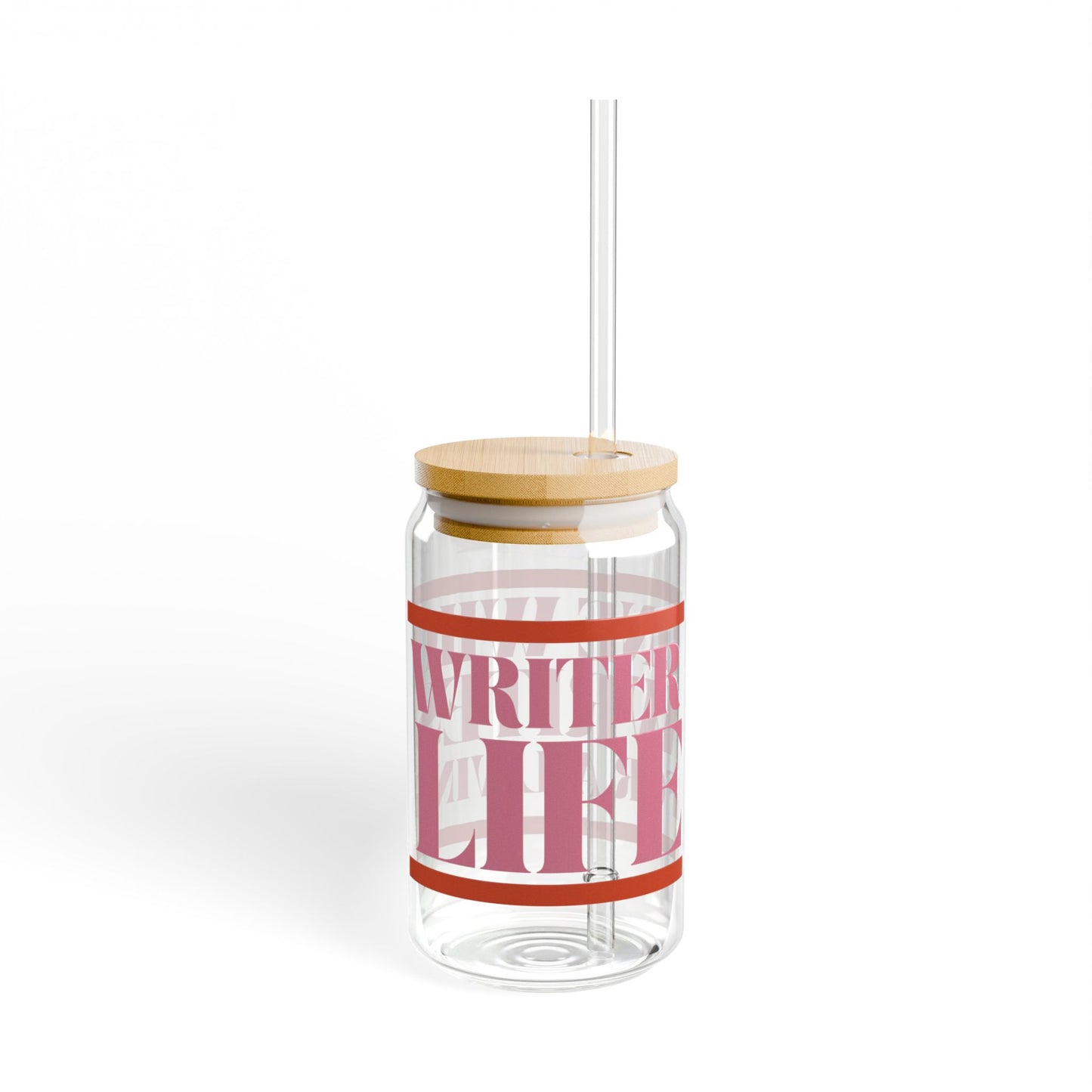 Writer Life Series. Sipper Glass. Pink/Orange